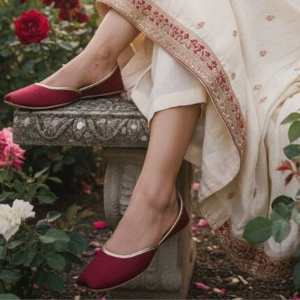 Maroon Classic Silk Khussa